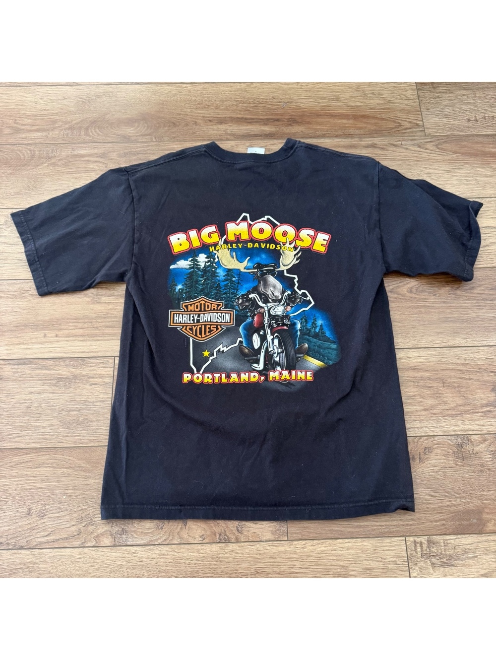 Vtg 2000 Harley Davidson Big Moose Portland ME T-Shirt M
